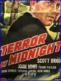 VINTAGE MOVIE POSTER 1956 Terror At Midnight Three Sheet Original 41X80
