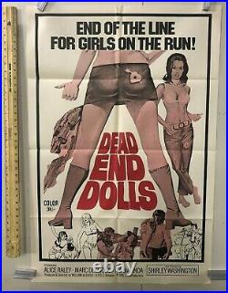 VINTAGE MOVIE POSTER 1972 Dead End Dolls One Sheet 27x41 Original Sexploitation
