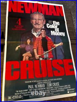 VINTAGE MOVIE POSTER The Color Of Money One Sheet Tom Cruise 1986 Newman