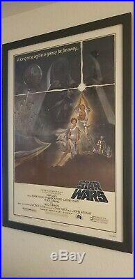 VINTAGE Star Wars A New Hope original movie poster. Linen-Backed/Framed'UV