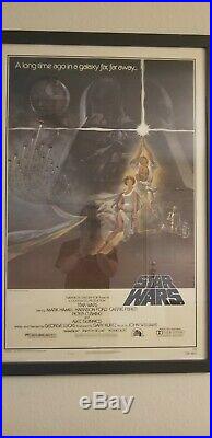 VINTAGE Star Wars A New Hope original movie poster. Linen-Backed/Framed'UV
