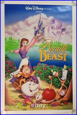 VINTAGE WALT DISNEY BEAUTY AND THE BEAST DS ORIGINAL 1991 MOVIE POSTER, Numbered