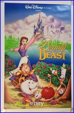 VINTAGE WALT DISNEY BEAUTY AND THE BEAST DS ORIGINAL 1991 MOVIE POSTER, Numbered