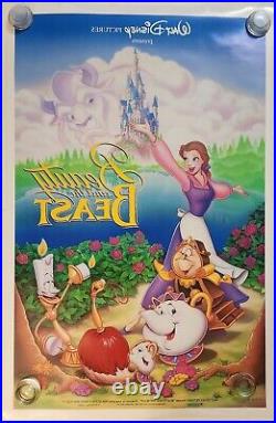 VINTAGE WALT DISNEY BEAUTY AND THE BEAST DS ORIGINAL 1991 MOVIE POSTER, Numbered