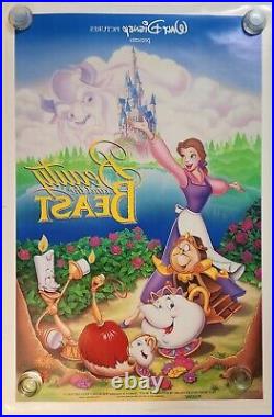 VINTAGE WALT DISNEY BEAUTY AND THE BEAST DS ORIGINAL 1991 MOVIE POSTER, Numbered