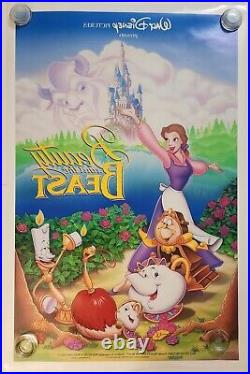 VINTAGE WALT DISNEY BEAUTY AND THE BEAST DS ORIGINAL 1991 MOVIE POSTER, Numbered