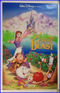 VINTAGE WALT DISNEY BEAUTY AND THE BEAST DS ORIGINAL 1991 MOVIE POSTER, Numbered