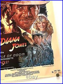 VTG 1980's indiana Jones Temple Of Doom Drew Struzan One Sheet Movie Poster MINT