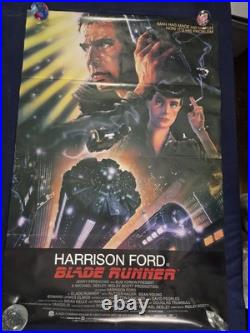 VTG 1982 Harrison Ford BLADE RUNNER Original Folded Movie Poster 27x41 RARE