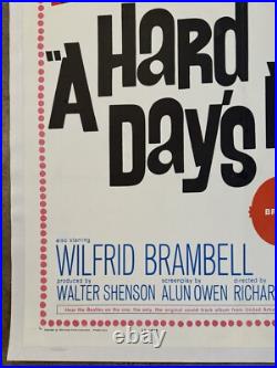VTG A Hard Day's Night Movie Poster The Beatles RARE 1 SHEET 1964 LINEN BACKED