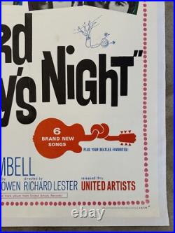 VTG A Hard Day's Night Movie Poster The Beatles RARE 1 SHEET 1964 LINEN BACKED VTG A Hard Day's Night Movie Poster The Beatles RARE 1 SHEET 1964 LINEN BACKED