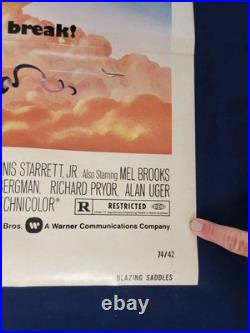 VTG BLAZING SADDLES ORIGINAL 1 SHEET MOVIE POSTER FOLDED 27 x 41 VGUC 1974