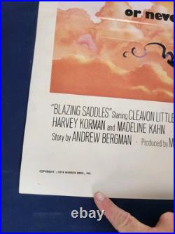 VTG BLAZING SADDLES ORIGINAL 1 SHEET MOVIE POSTER FOLDED 27 x 41 VGUC 1974