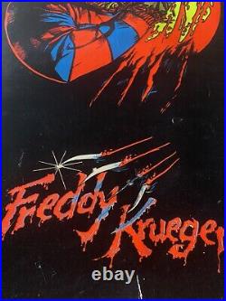 VTG Freddy Krueger Nightmare On Elm Street Black Light Velvet 1984 80s Poster