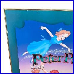 VTG Peter Pan Disney Theater Display Sign Ad Heavy Stock Poster Framed Retail