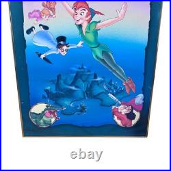 VTG Peter Pan Disney Theater Display Sign Ad Heavy Stock Poster Framed Retail
