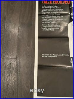 VTG Scarface 1983 One Sheet Original Movie Poster 27x41 Stone Al Pacino GRAIL