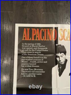 VTG Scarface 1983 One Sheet Original Movie Poster 27x41 Stone Al Pacino GRAIL