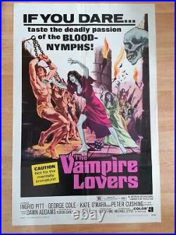 Vampire Lovers 1sh Hammer Original Vintage Movie Poster from 1970 ultra rare