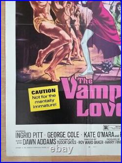 Vampire Lovers 1sh Hammer Original Vintage Movie Poster from 1970 ultra rare