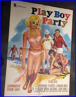 Very Rare Vintage Original 22x 31Playboy Party 1966 Movie Poster- French