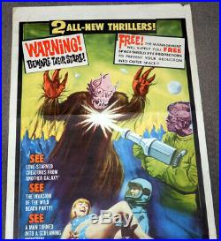 Vintage 14x36 MOVIE POSTER-Frankenstein Meets The Space Monster 1965 Horror Sci