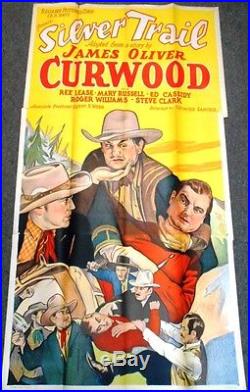 Vintage 1938 3-Sheet Movie Poster James Oliver Curwood Silver Trail