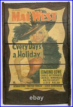 Vintage 1938 Mae West Poster on Board Every Day's a Holiday