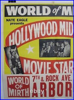 Vintage 1940s MIDGET MOVIE STARS 28x26 CIRCUS FREAK SIDESHOW Poster FREE SHIP