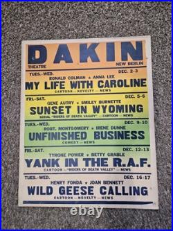 Vintage 1940s Movie Theater Poster