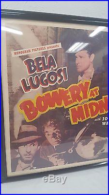 Vintage 1942 Bela Lugosi Bowery at Midnight Movie Poster Original in Frame 28X22
