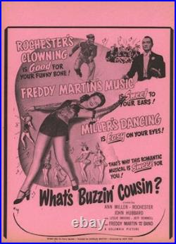 Vintage 1943 What's Buzzin' Cousin Movie Poster Rochester Original Theatre