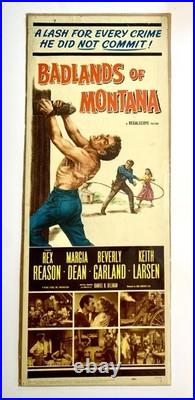 Vintage 1950 Badlands of Montana Original Movie Poster Rex Reason 36x14 Western