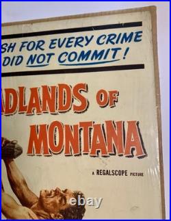 Vintage 1950 Badlands of Montana Original Movie Poster Rex Reason 36x14 Western