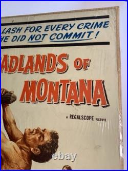 Vintage 1950 Badlands of Montana Original Movie Poster Rex Reason 36x14 Western