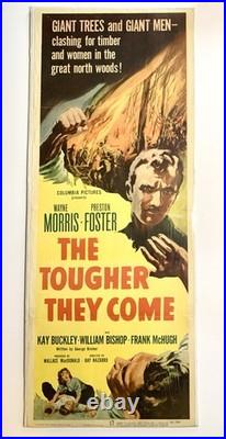 Vintage 1950 The Tougher They Come Wayne Morris Movie Poster 36x14 VG