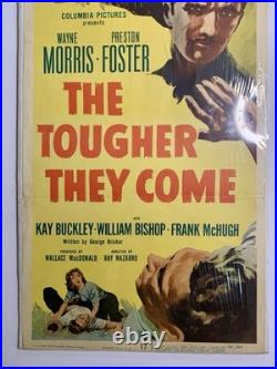 Vintage 1950 The Tougher They Come Wayne Morris Movie Poster 36x14 VG