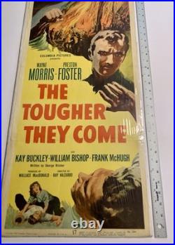 Vintage 1950 The Tougher They Come Wayne Morris Movie Poster 36x14 VG