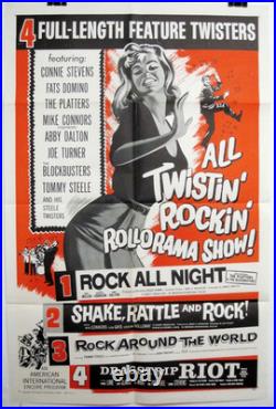 Vintage 1950s TWISTIN' ROCKIN' ROLLORAMA SHOW Rock'n'Roll 41x27 Poster FREE SHIP