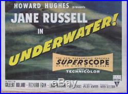 Vintage 1955 UNDERWATER Insert Movie Poster Sexy Jane Russell Shark Jaws Scuba