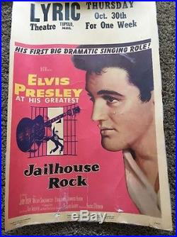 Vintage 1957 ELVIS PRESLEY JAILHOUSE ROCK MOVIE POSTER LOBBY WINDOW CARD Rare