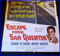 Vintage 1957 Escape From San Quentin 3-Sheet Movie Poster 3SH Desmond