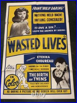 Vintage 1957 Exploitation One Sheet Theatre Movie Poster WASTED LIVES
