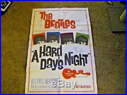 Vintage 1960's Movie Poster Beatles A Hard Day's Night