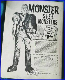 Vintage 1960s FRANKENSTEINs Monster DOOR PANEL POSTER