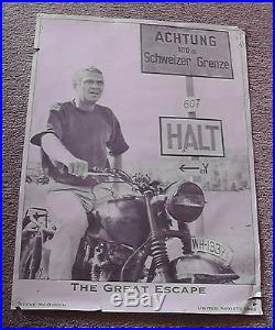 Vintage 1963 United Artists Steve McQueenThe Great EscapeMovie Poster 32x24