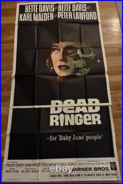 Vintage 1964 DEAD RINGER 3-Sheet Movie Poster Bette Davis Horror Skull Art 64/42