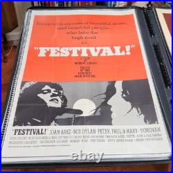 Vintage 1967 Festival 27x41 movie poster Dylan & Baez! Newport Folk
