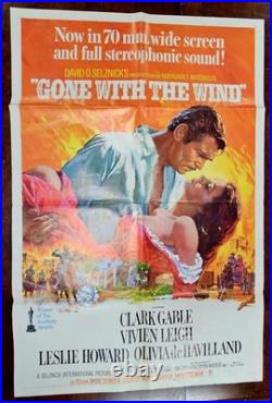 Vintage 1967 GONE WITH THE WIND Movie Poster 70MM Theater Only Version 27X41