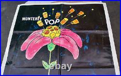 Vintage 1968 Monterey Pop Festival Movie Art Poster 41x27 Pennebaker Hendrix